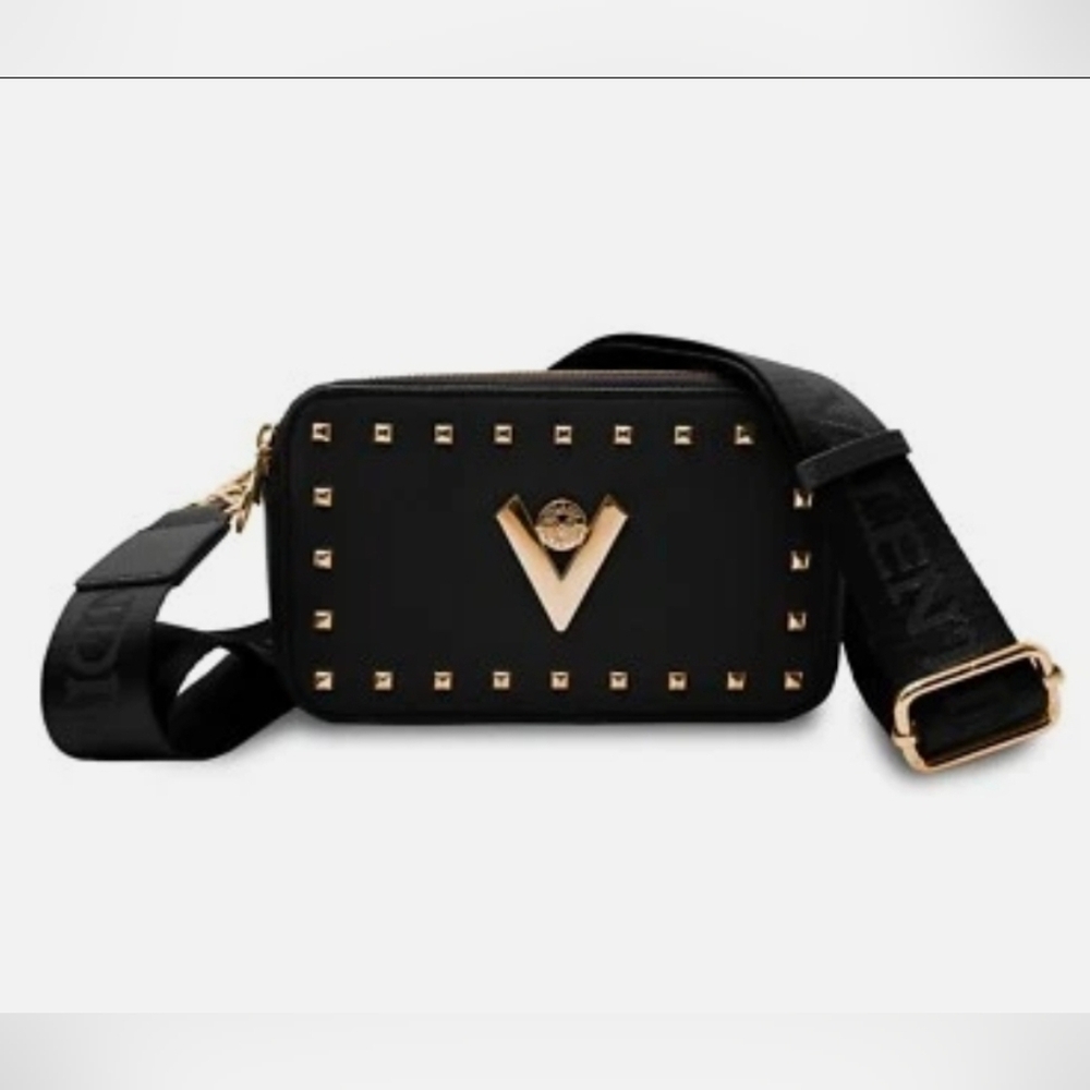 NWT VALENTINO ORLANDI Studded Double Zip Crossbody Camera Bag - Black